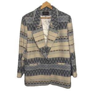 Braetan Vintage Wool Blend Coat Jacket Women Sz XL Boho Southwestern Aztec Cream